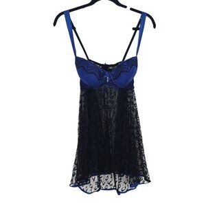Seductive wear by Cinema Etoile sz large black blue lacy babydoll sexy intimate